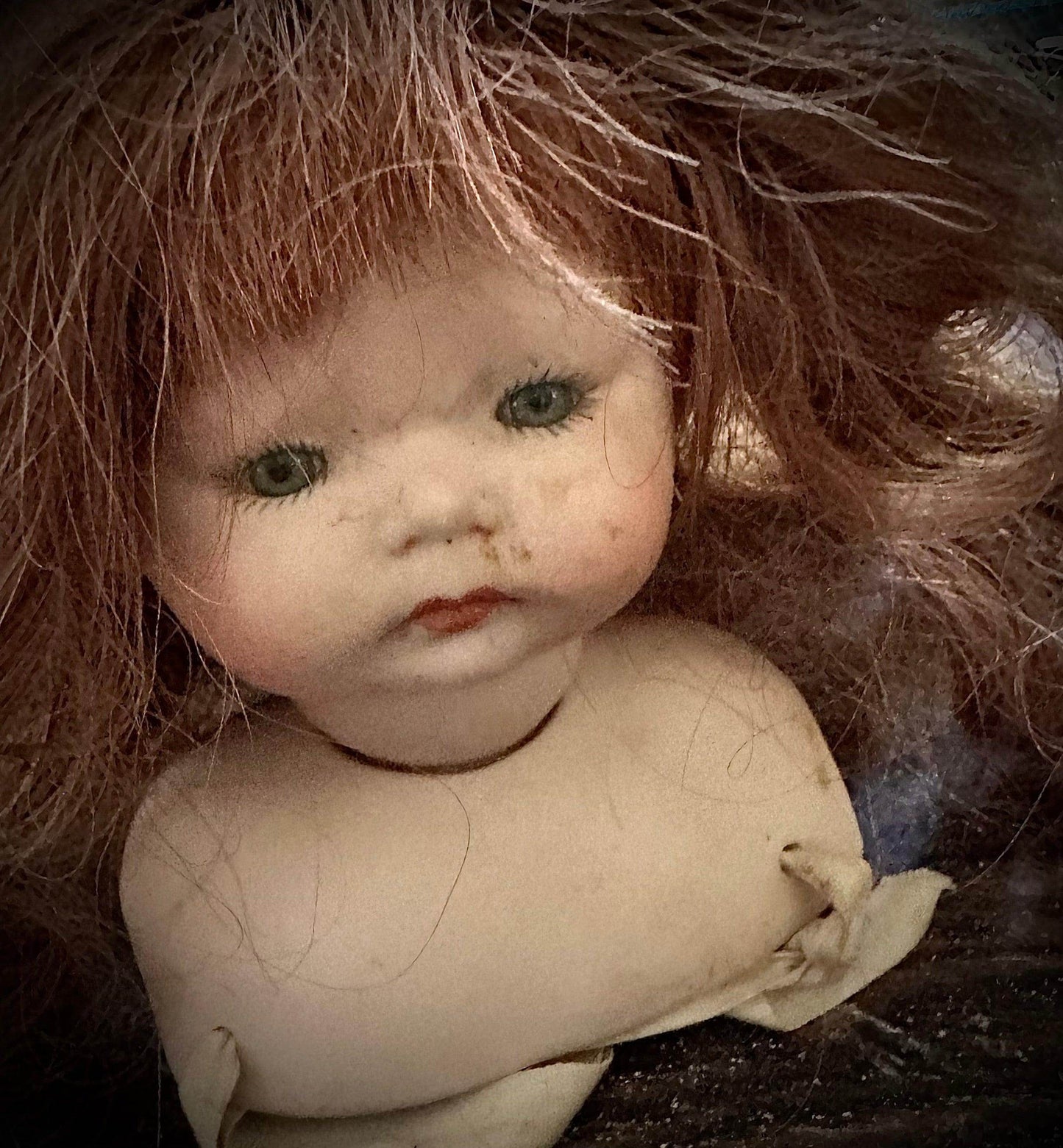 Doll parts - Vintage Head & shoulders with hair - Euphemia Blackthorne